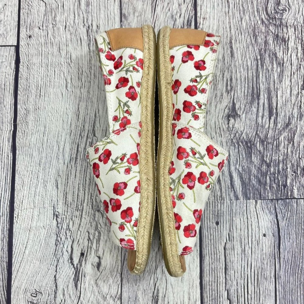 TOMS Espadrilles Red Pansy Floral Print Women's Size 7.5 Slip On Open Toe Sandal - Picture 9 of 12